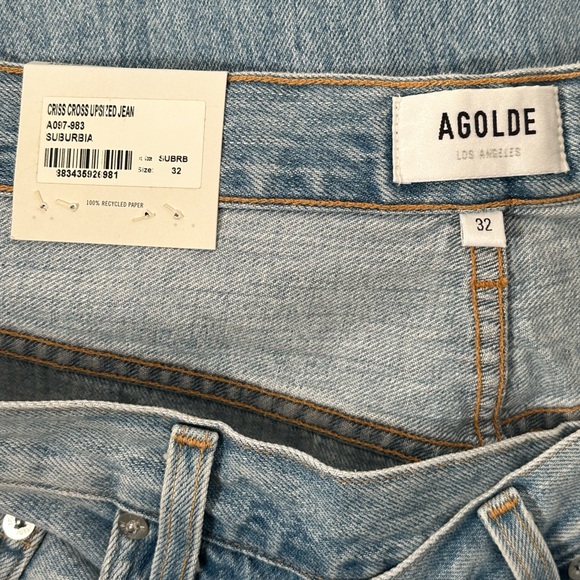 Agolde Criss Cross Upsized Jean 32 Suburbia New Denim Light Wash Button Fly NWT - Picture 7 of 9